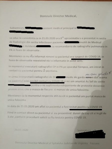 Medicii de la Spitalul din Adjud amenință cu demisia, fiind suspecți de Coronavirus. Acuzații de mușamalizare și la Spitalul din Focșani