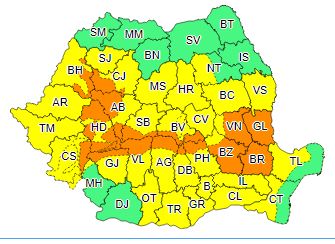 ULTIMA ORĂ Cod portocaliu de ploi, în mare parte din Vrancea, până mâine dimineață