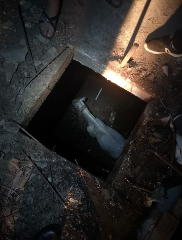 Cal salvat de pompieri dintr-un puț betonat