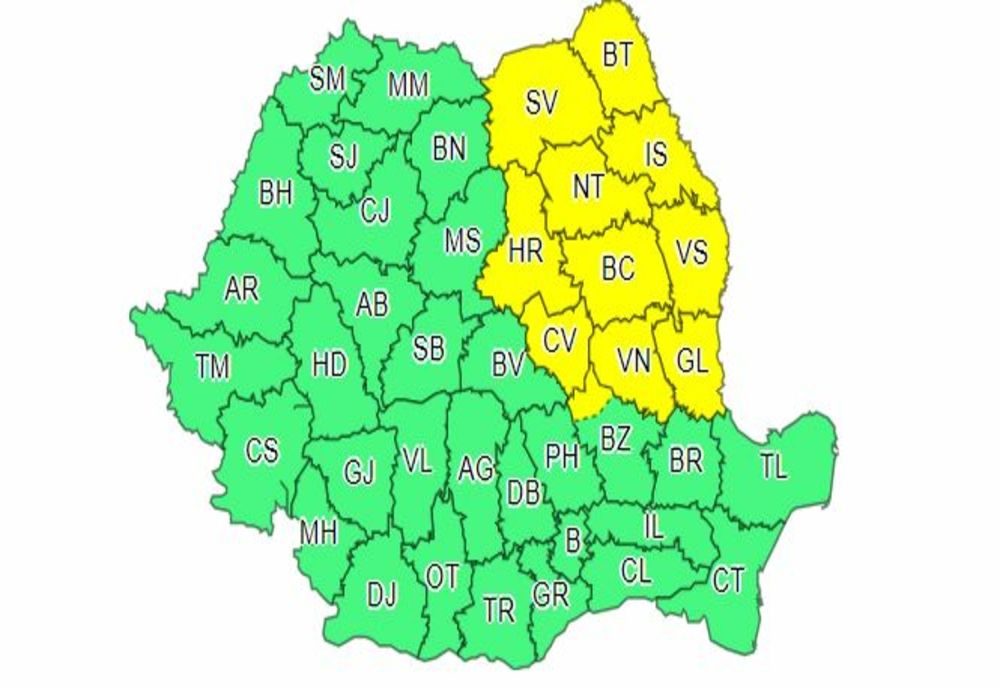AVERTIZARE METEO: Cod galben în mai multe județe ale țării!