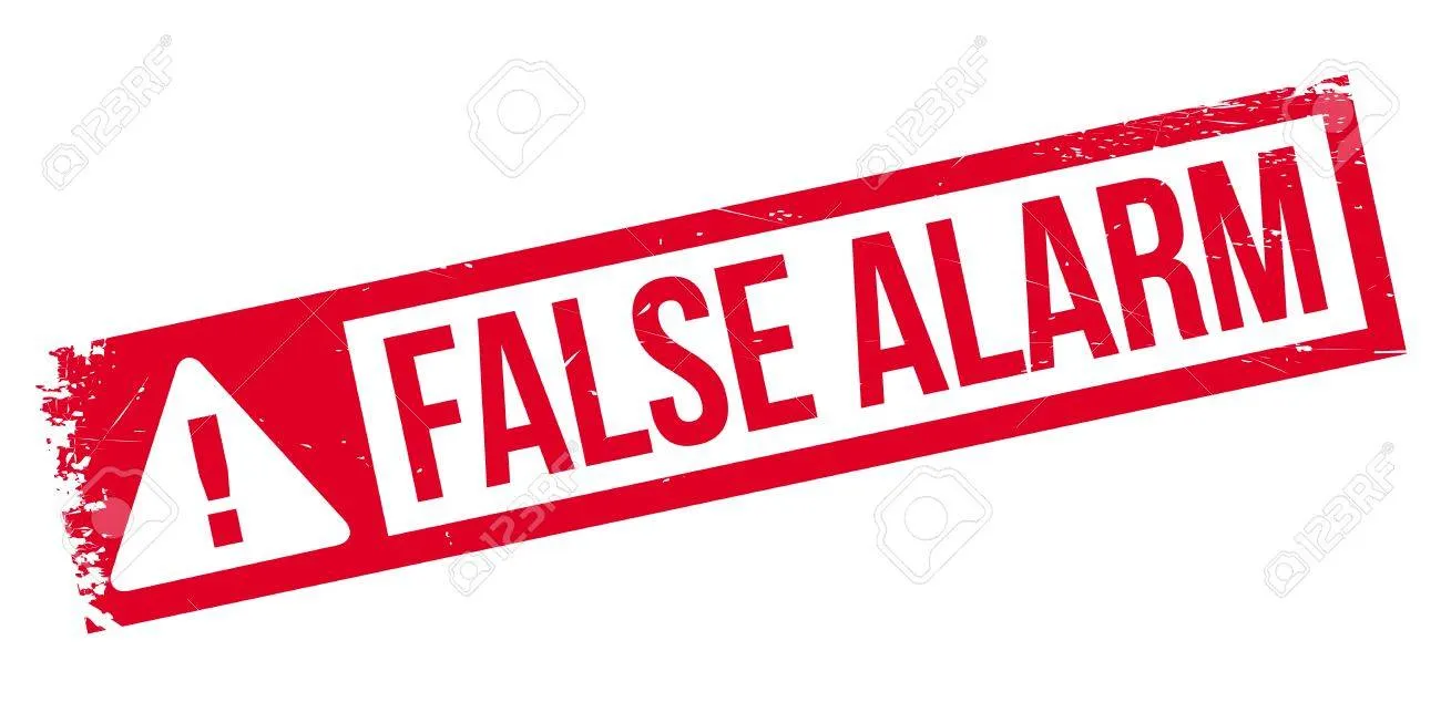 False Alarm rubber stamp