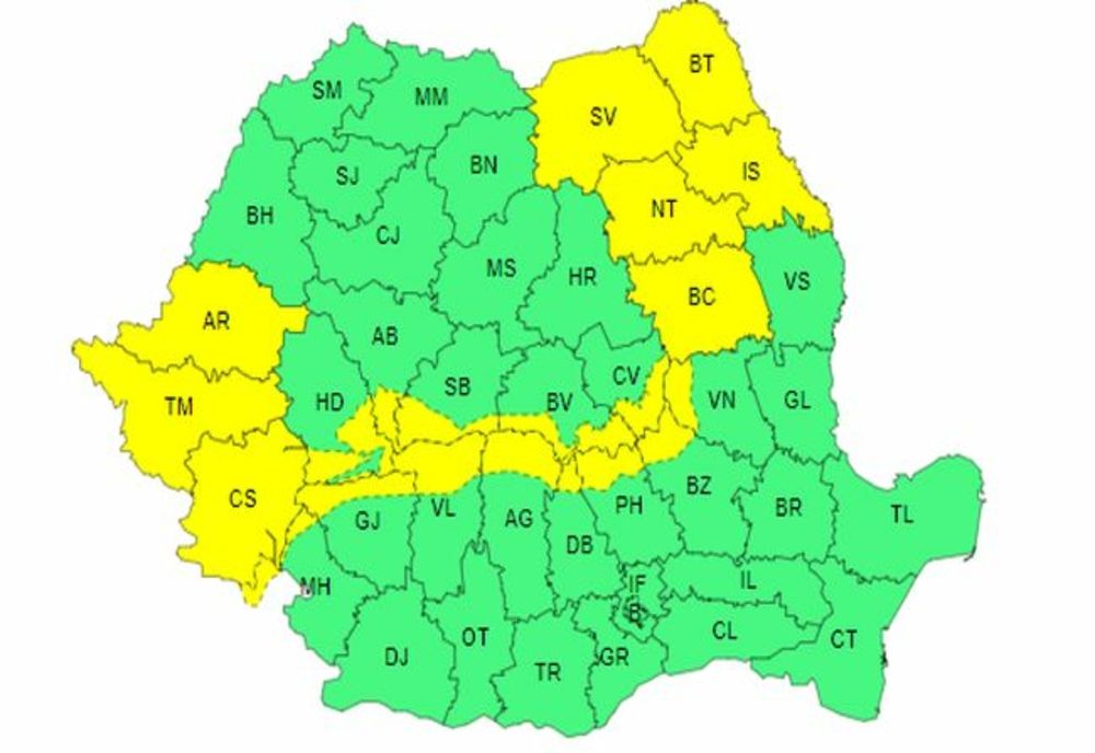 COD GALBEN de vânt puternic, până mâine dimineață!