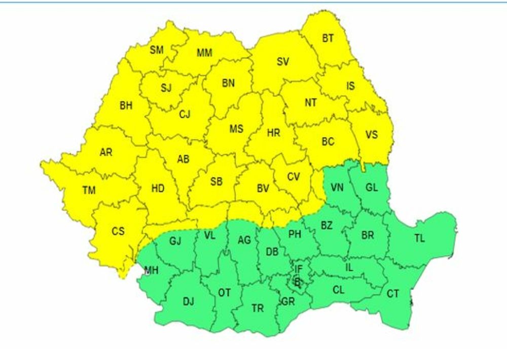 COD GALBEN DE VÂNT PUTERNIC ȘI INSTABILITATE ATMOSFERICĂ