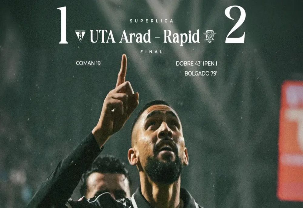 Rapid a învins UTA, la Arad, cu 2-1, după ce a fost condusă cu 0-1!