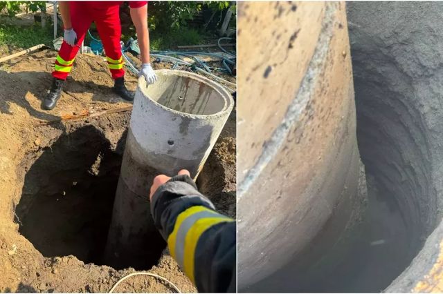 Final fericit în Vrancea: Fetița de 8 ani căzută în fântâna adâncă de 8 metri a fost scoasă în siguranță de pompieri - VIDEO